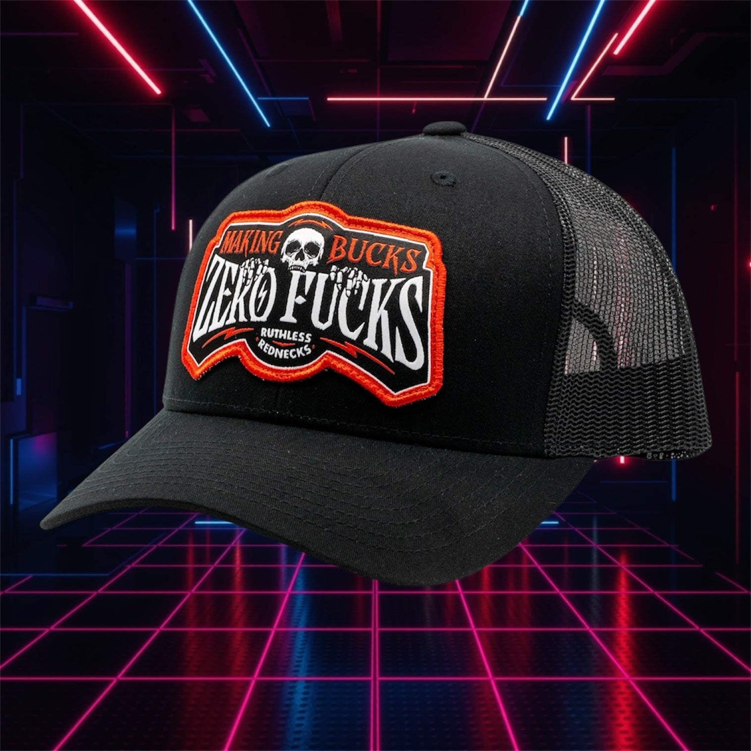 Making Bucks Zero Fucks Creeper Curved Brim Black Hat
