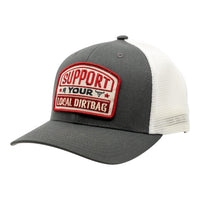 Support Your Local Dirtbag Curved Brim Charcoal-White Hat