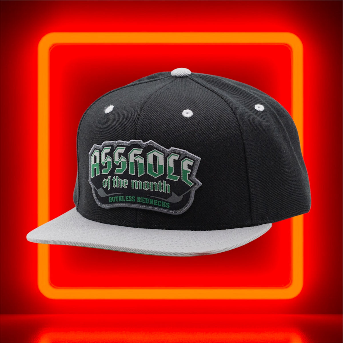 Top Shelf Asshole of the Month Flatbrim Black-Grey Patch Hat