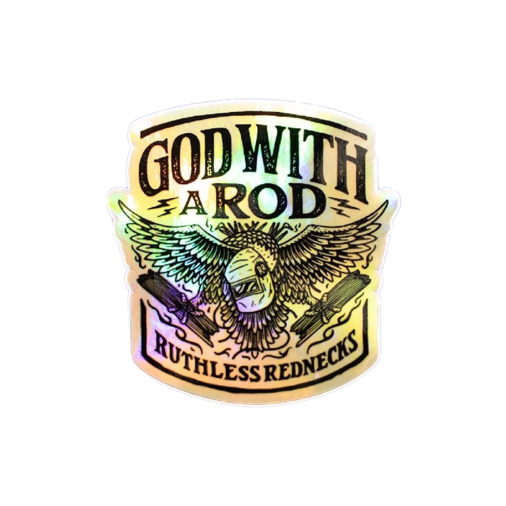 God With A Rod Holographic Sticker