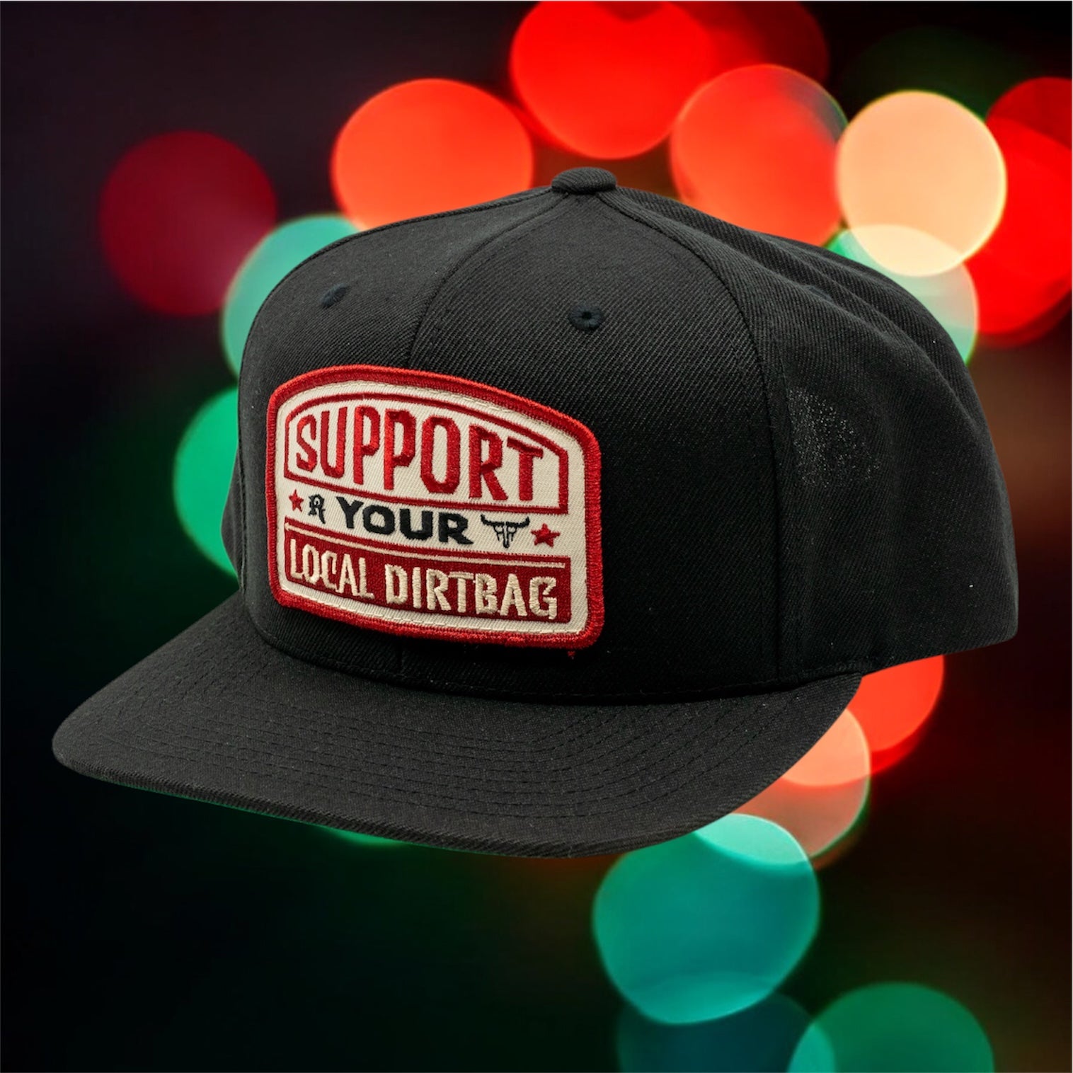 Support Your Local Dirtbag Flatbrim Black Hat