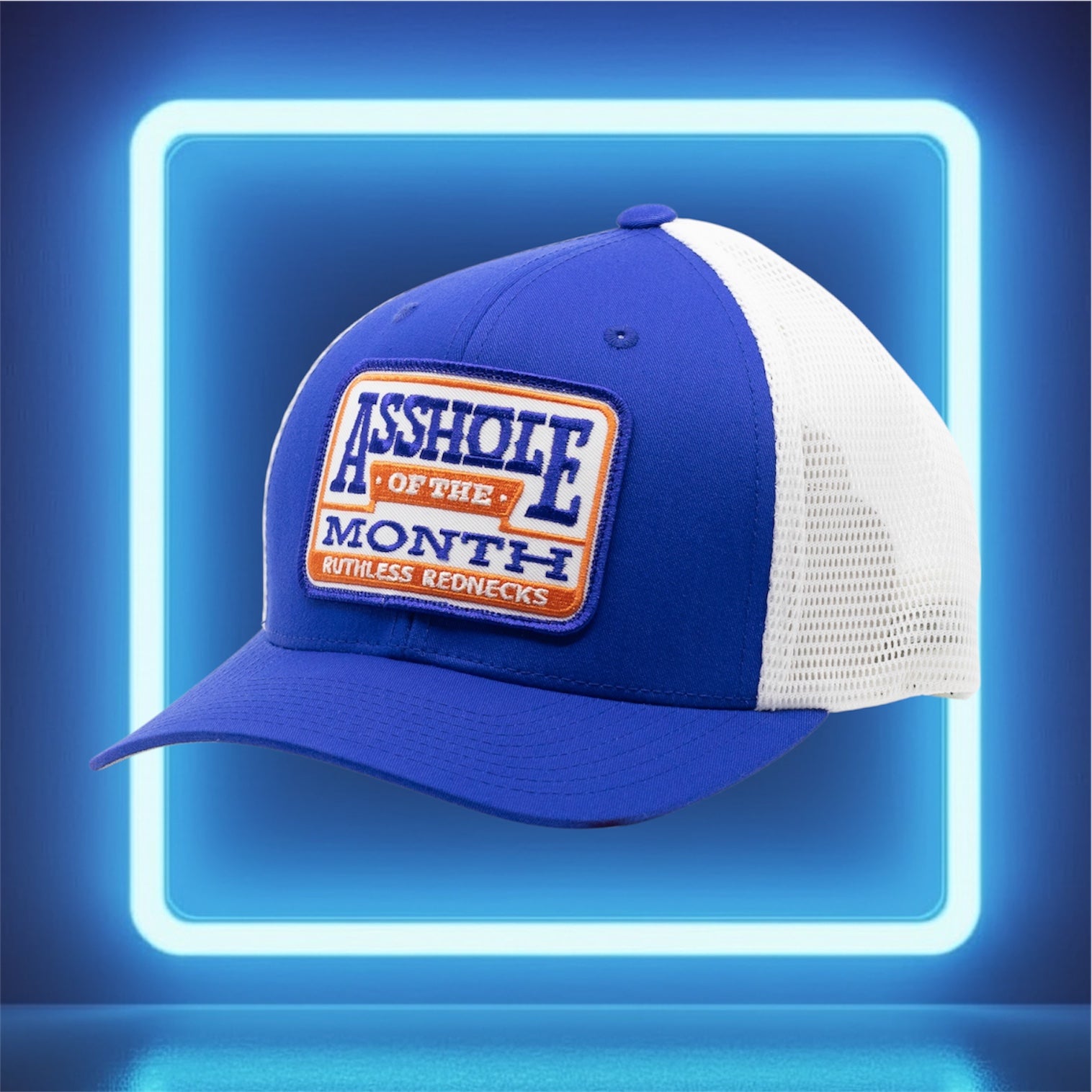 Asshole Of The Month Curved Brim Blue-White Hat