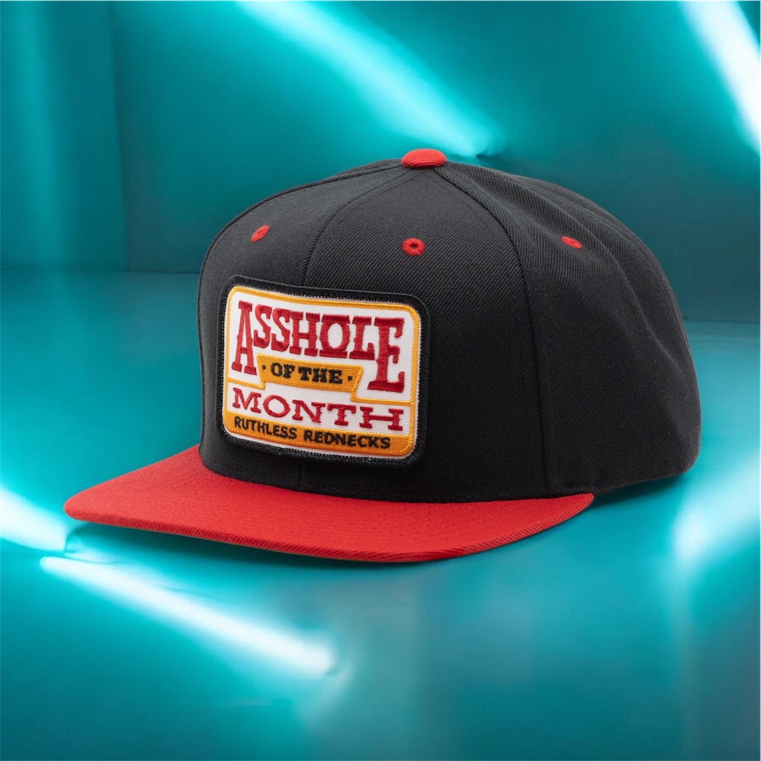 Asshole Of The Month Flatbrim Black-Red Patch Hat