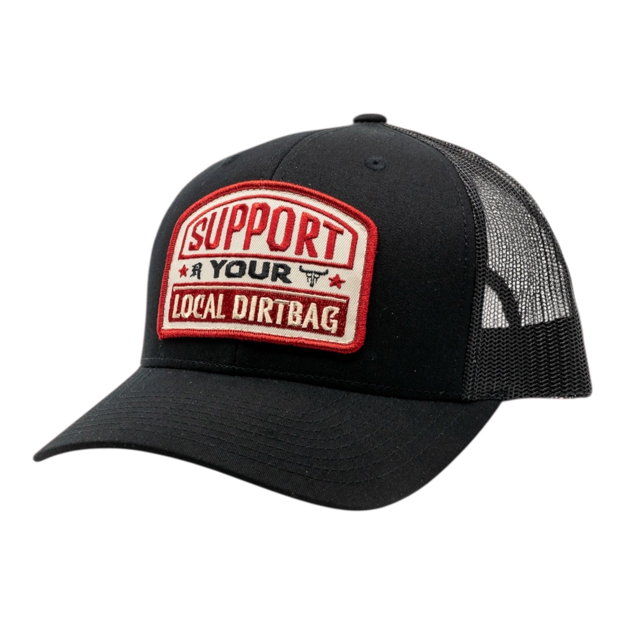 Support Your Local Dirtbag Curved Brim Black Hat