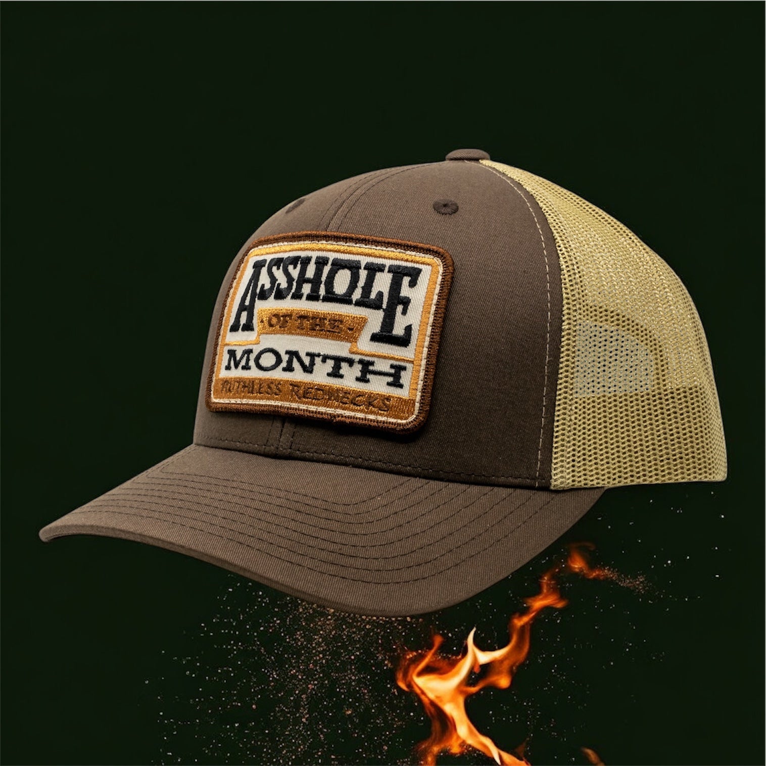 Asshole Of The Month Curved Brim Brown Hat