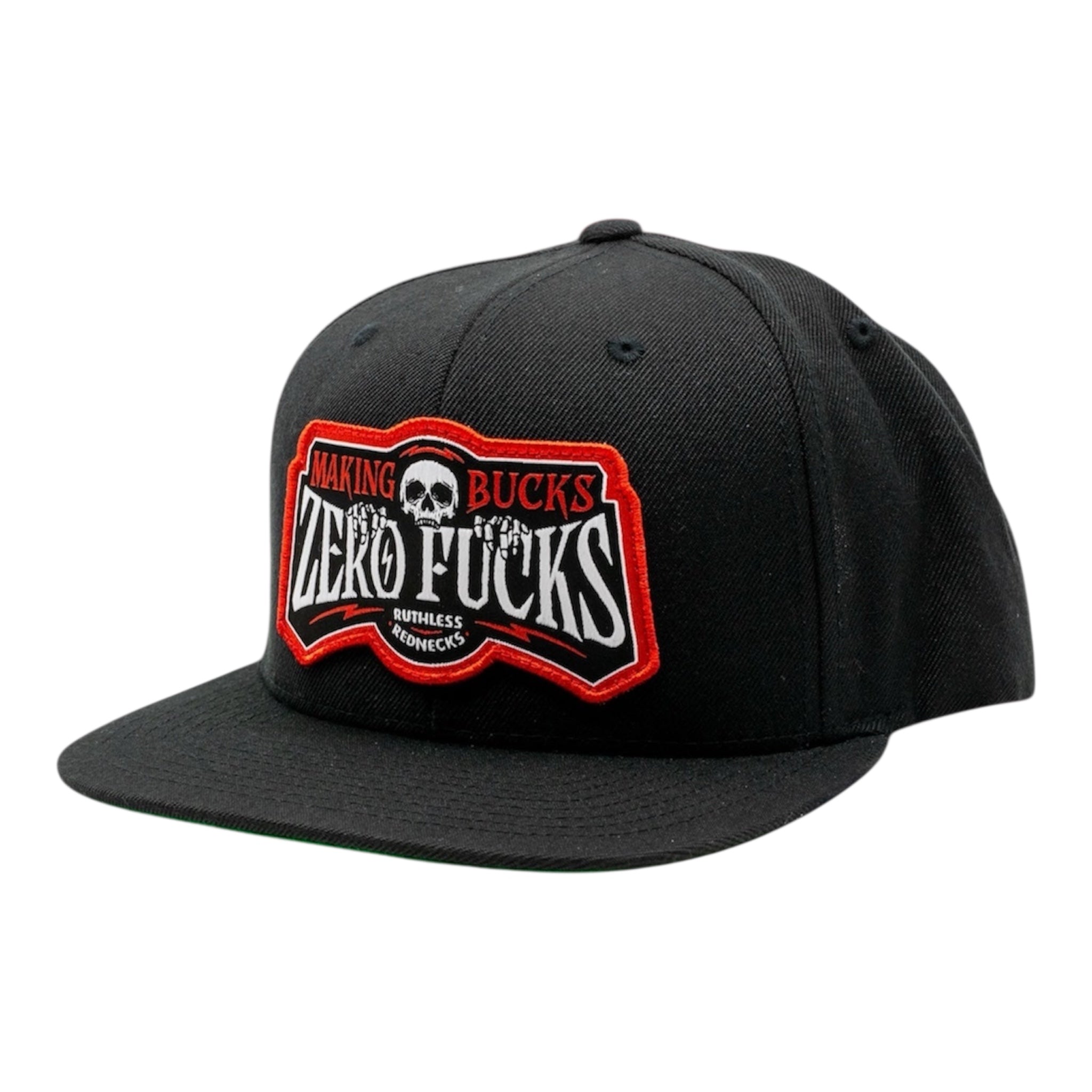 Making Bucks Zero Fucks Creeper Flatbrim Black Hat