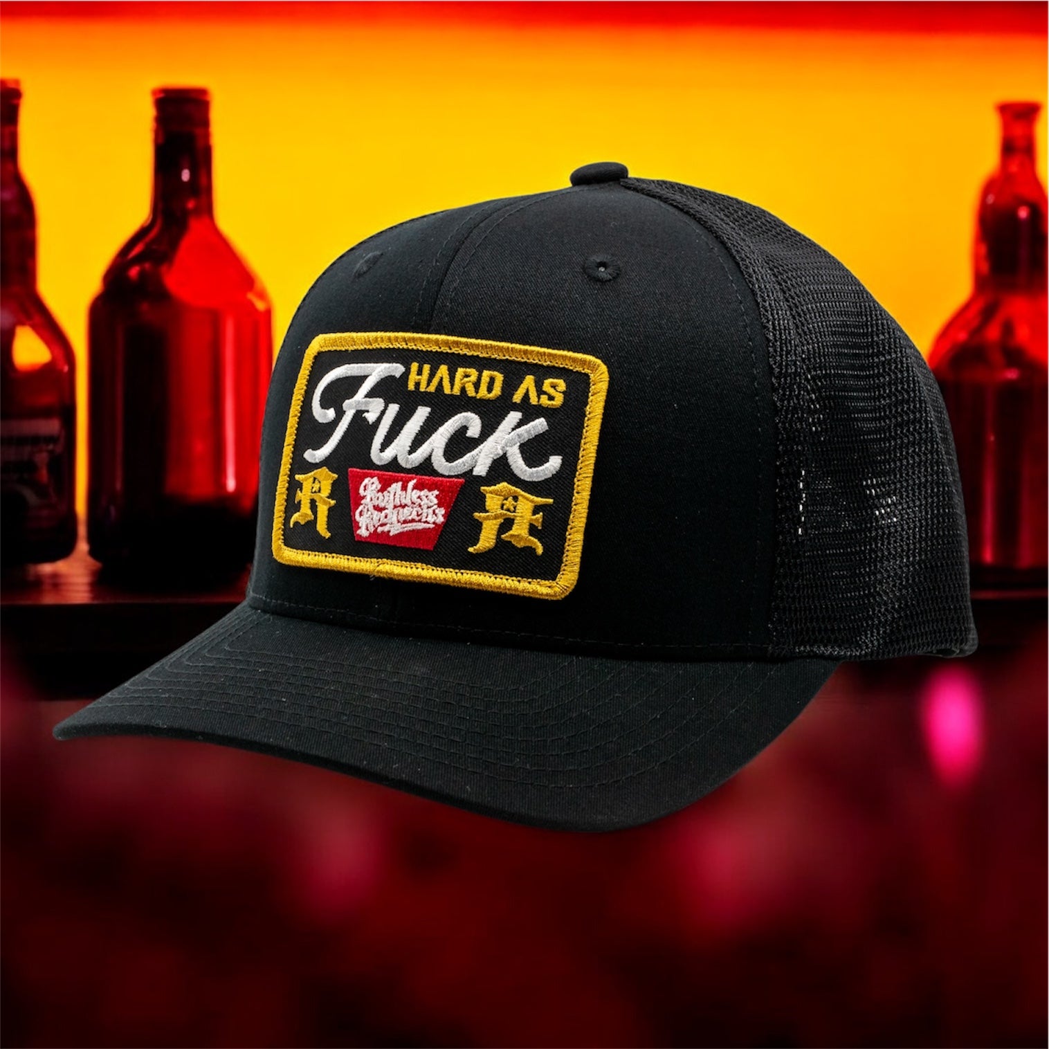 Black Label Curved Brim Black Hat