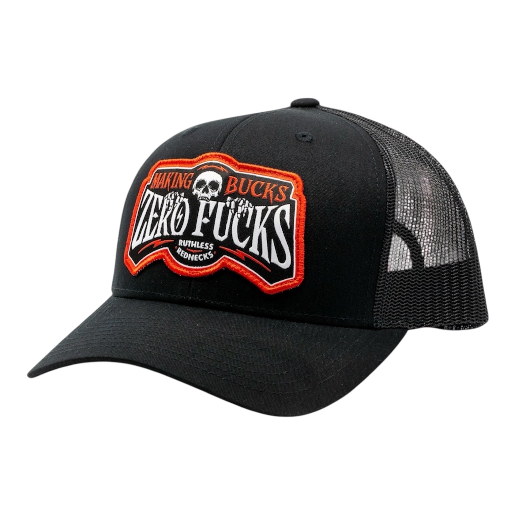 Making Bucks Zero Fucks Creeper Curved Brim Black Hat