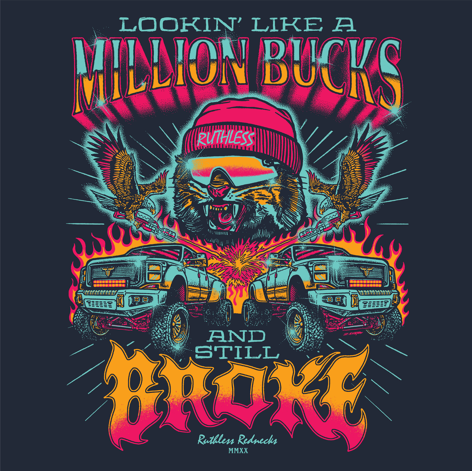 Burnout Beast Short Sleeve Shirt Navy