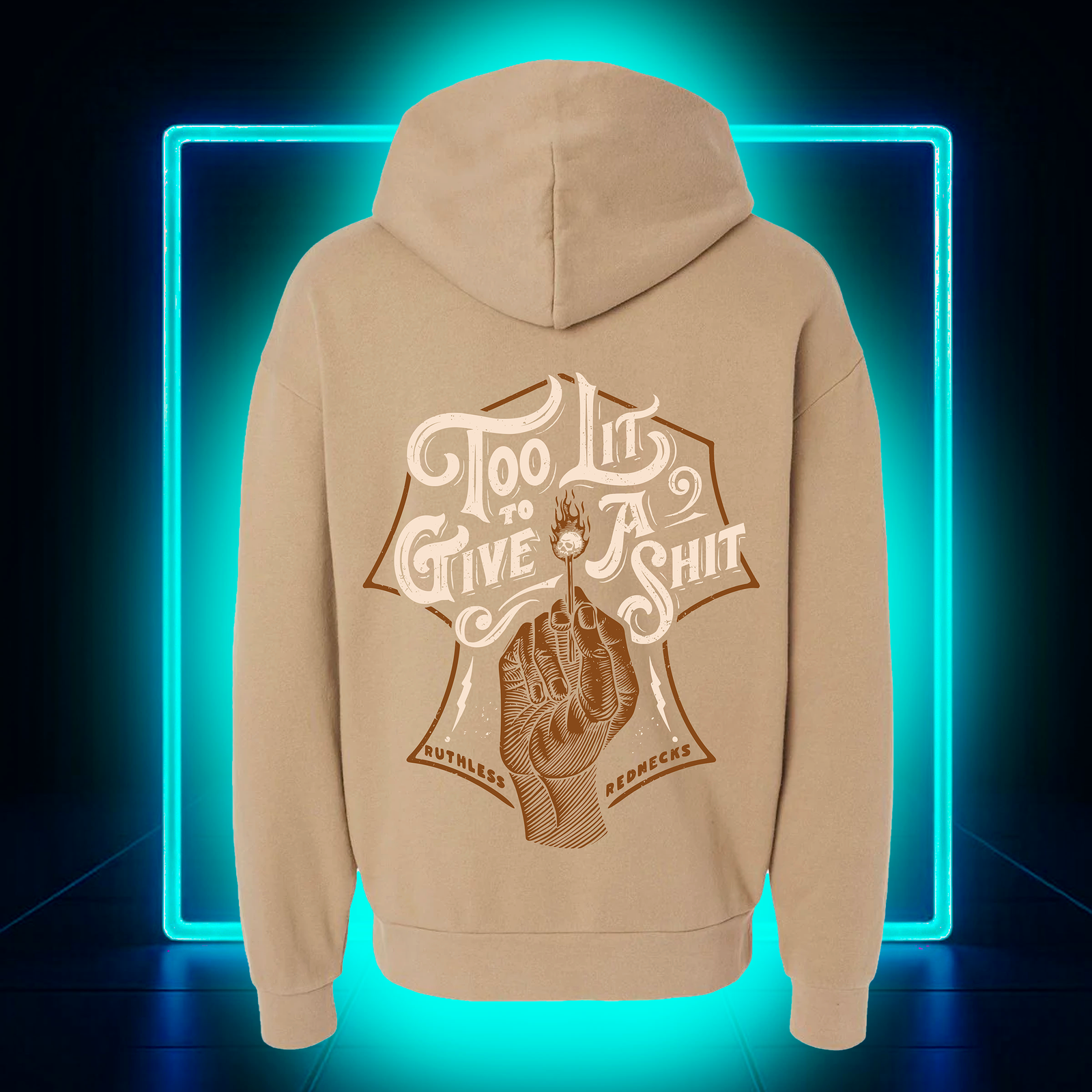 Too Lit - Supercharged 12oz Hoodie Sandstone