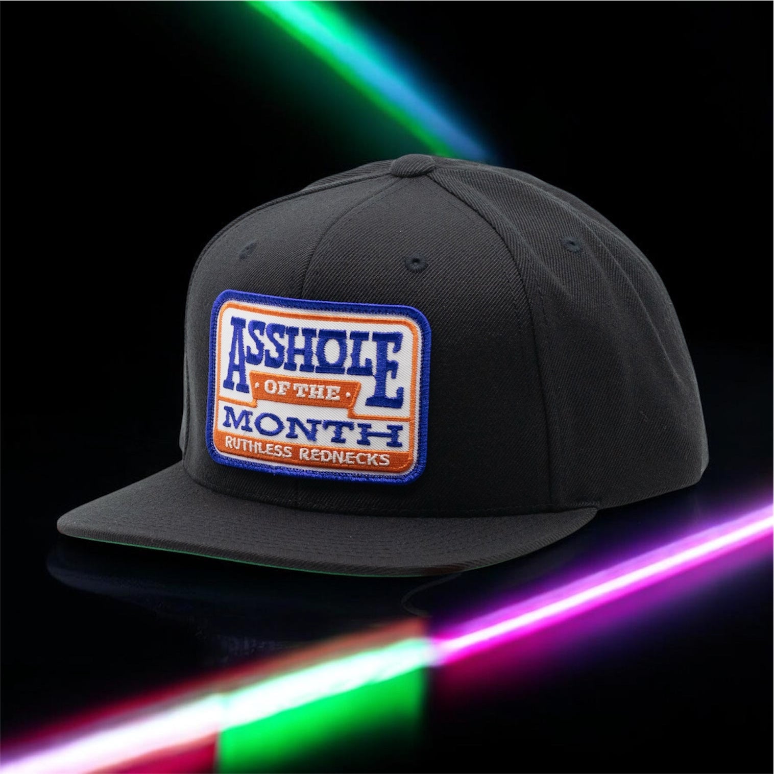 Asshole Of The Month Flatbrim Black-Orange Patch Hat