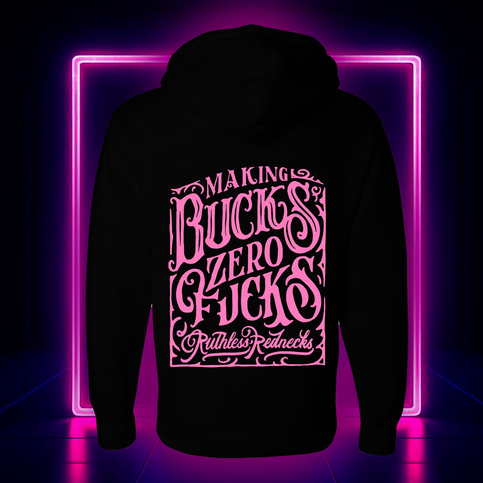MBZF Whiskey Heavyweight 10 oz Hoodie Black-Pink