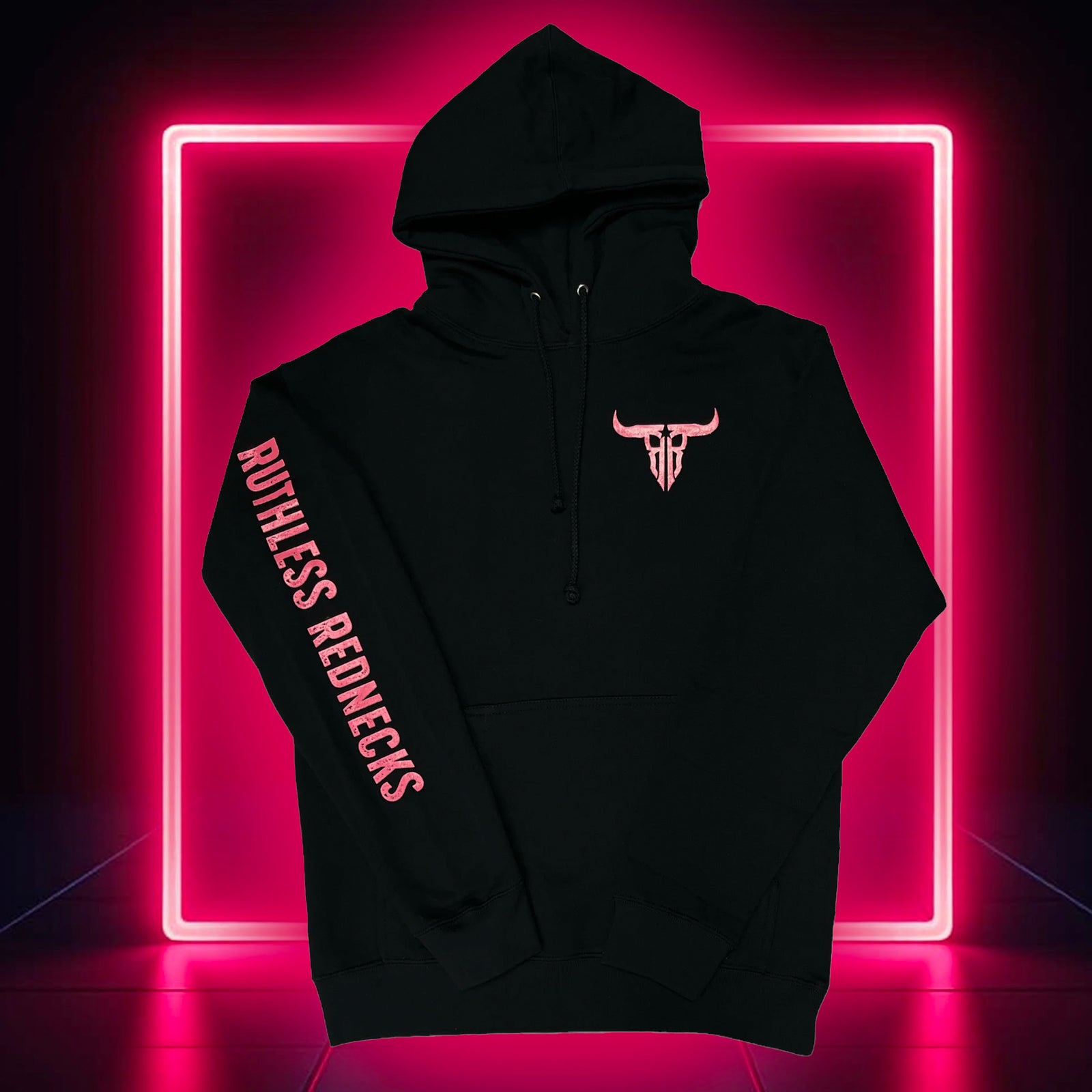 Icon - Heavyweight 10oz Hoodie Black-Fuchsia