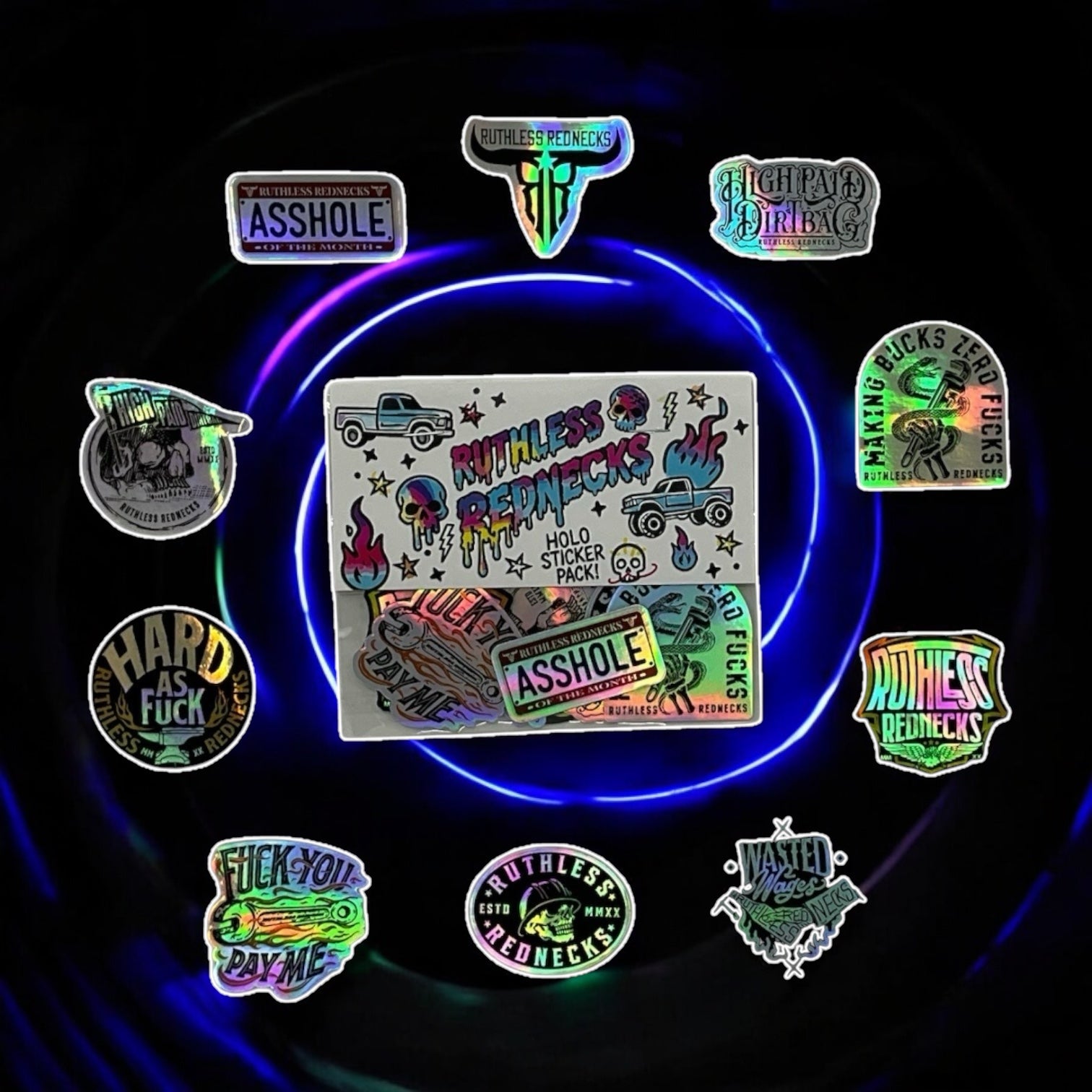 Ruthless Sticker Holographic Sticker Pack - Ruthless Rednecks