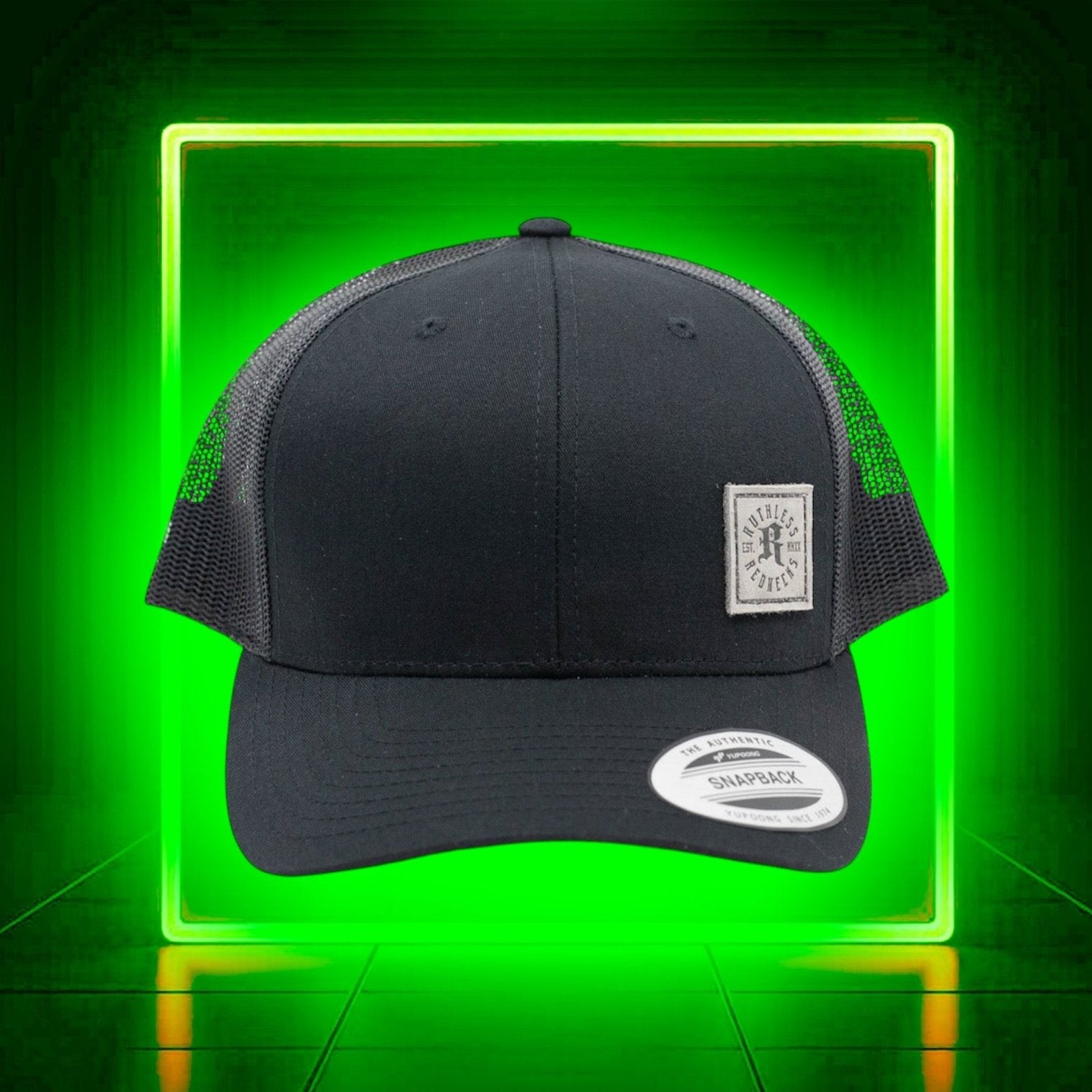 Icon Leather Square Curved Brim Black Hat