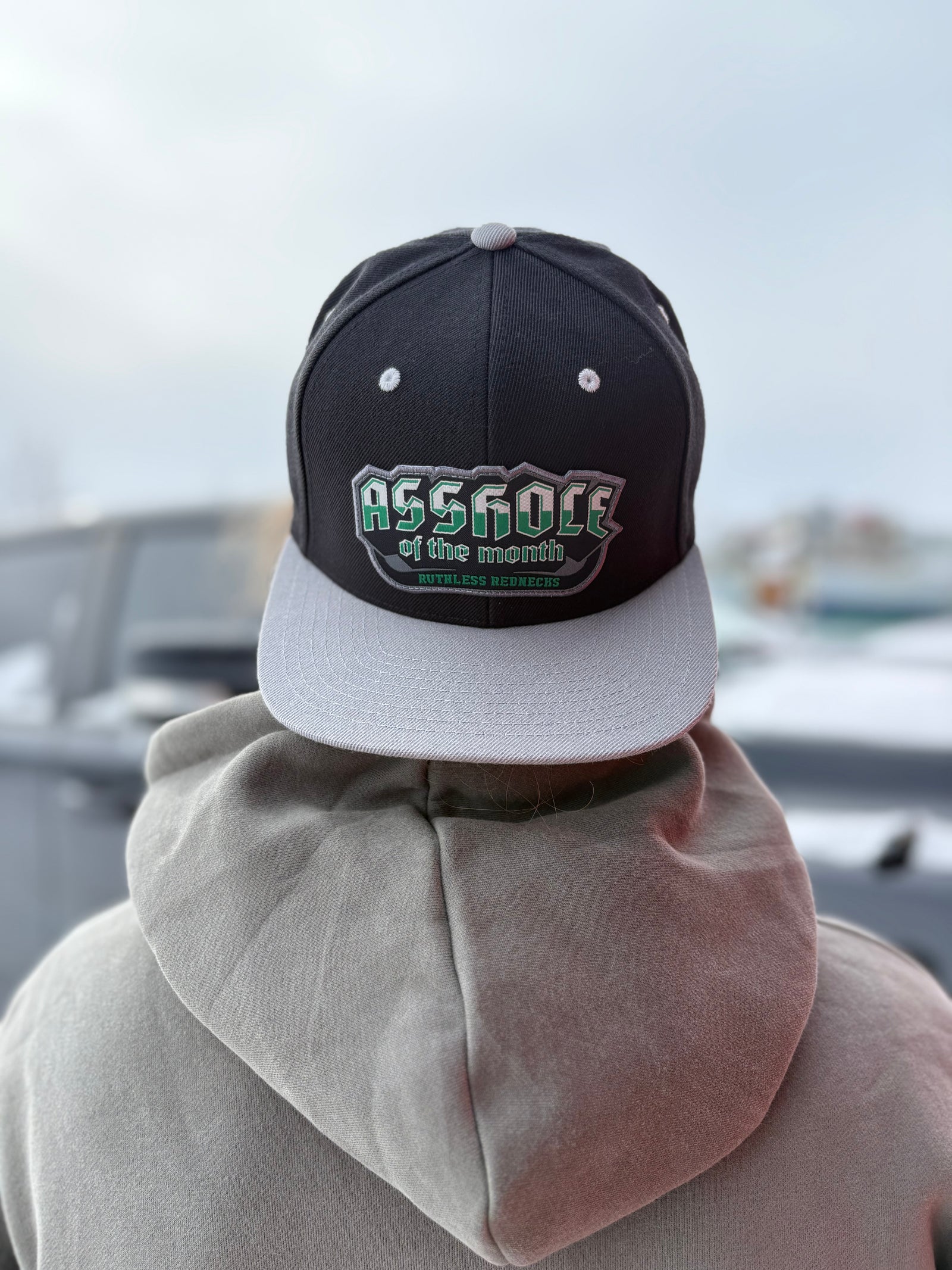 Top Shelf Asshole of the Month Flatbrim Black-Grey Patch Hat