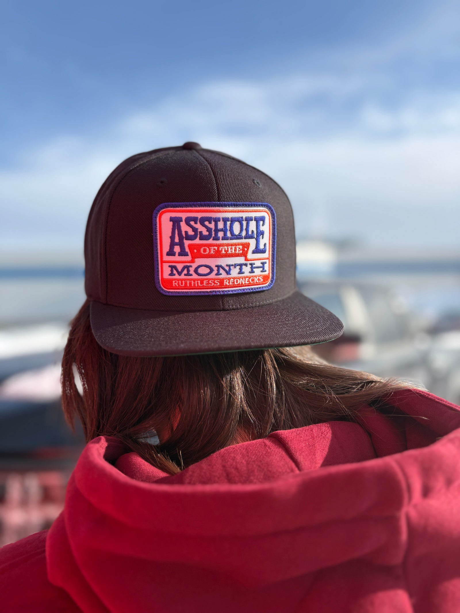 Asshole Of The Month Flatbrim Black-Orange Patch Hat