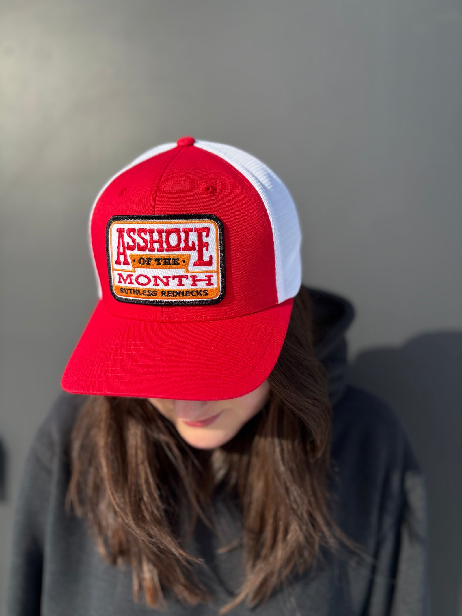 Asshole Of The Month Curved Brim Red-White Hat
