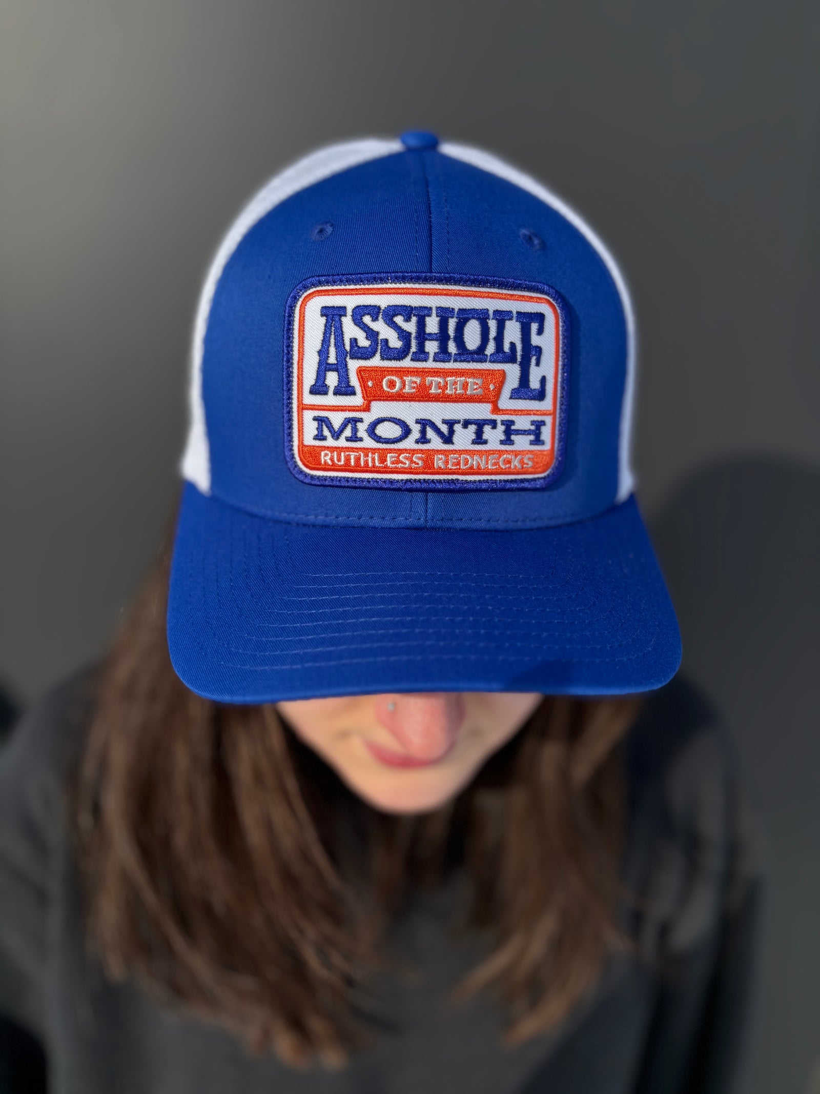 Asshole Of The Month Curved Brim Blue-White Hat