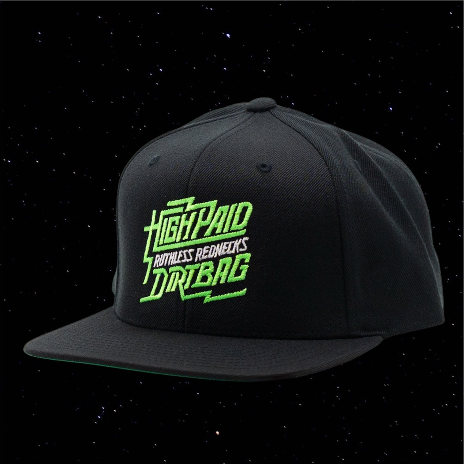 High Paid Dirtbag Flatbrim Black-Lime Hat