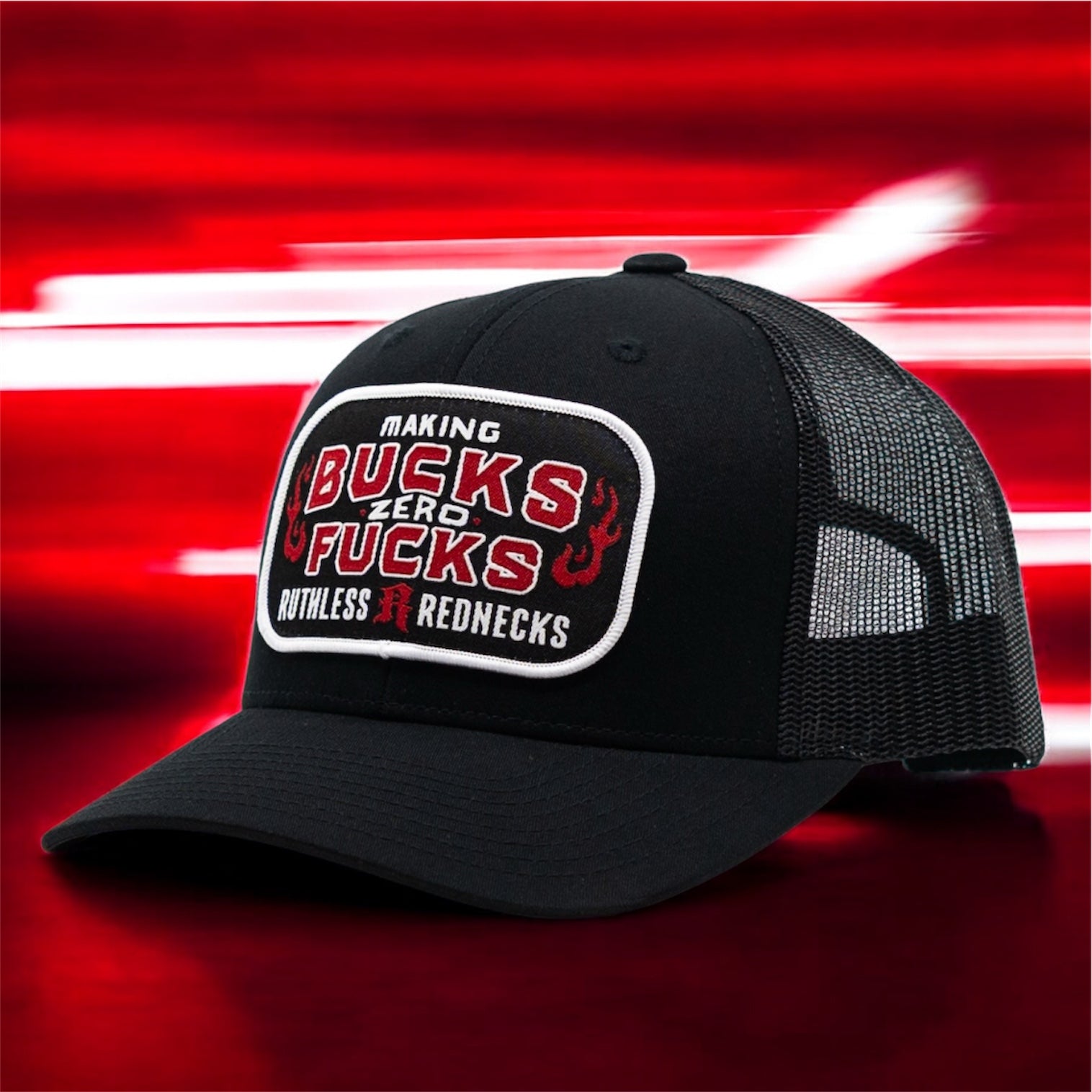 Making Bucks Zero Fucks Inferno Curved Brim Black Hat