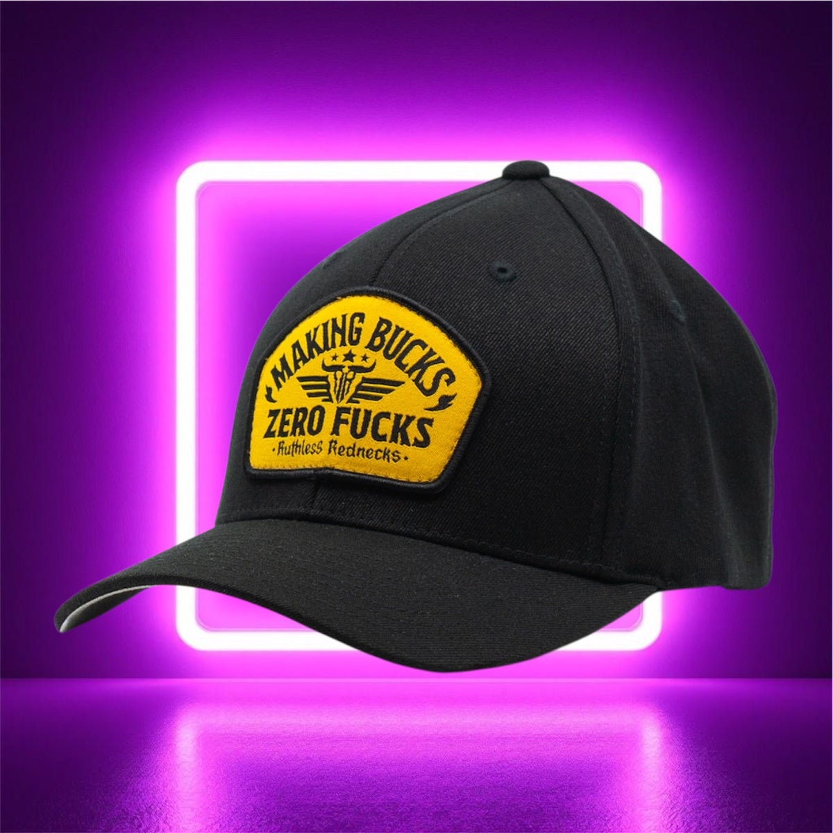 Making Bucks Zero Fucks Maverick Flexfit Black Hat