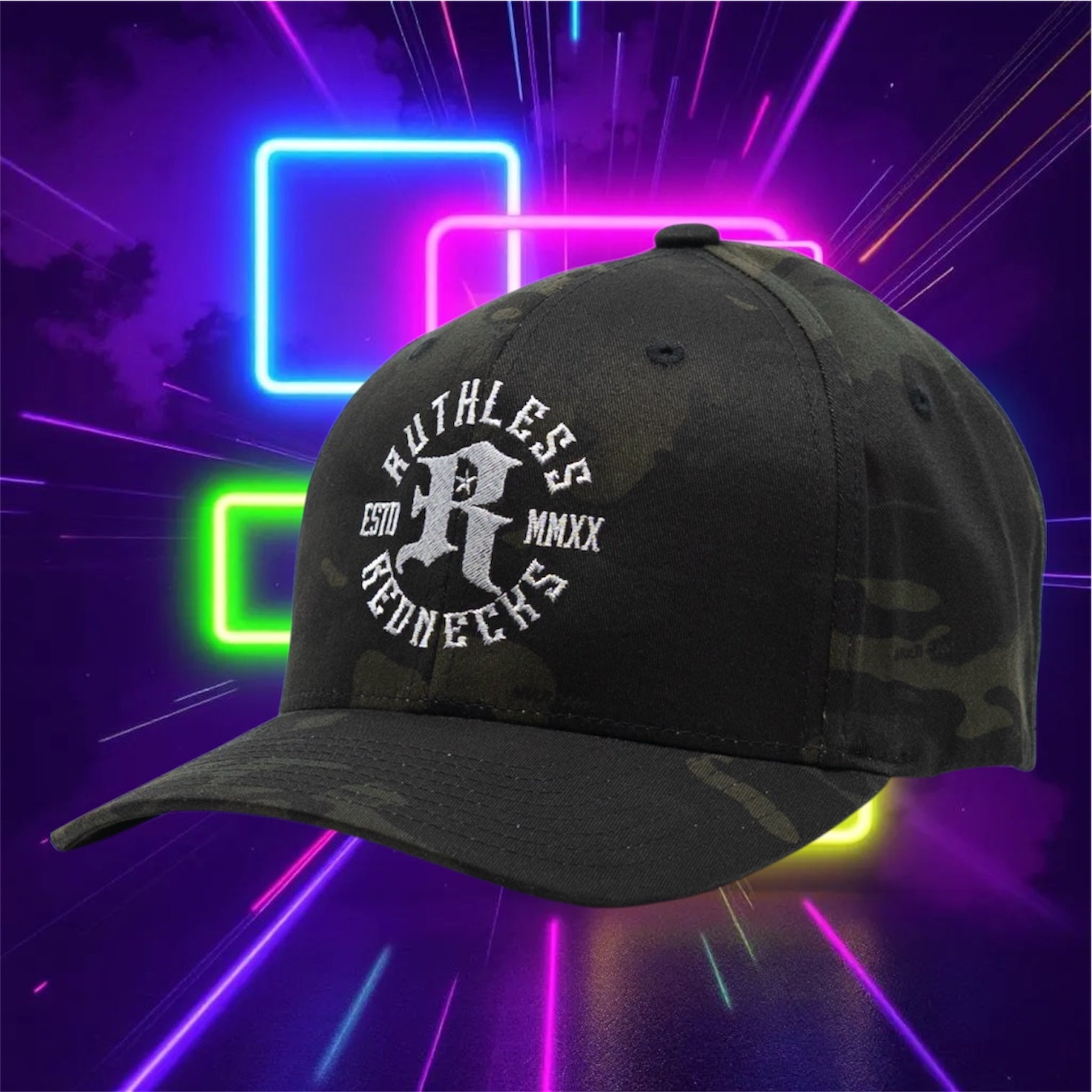 Icon Flexfit Black Camo Hat