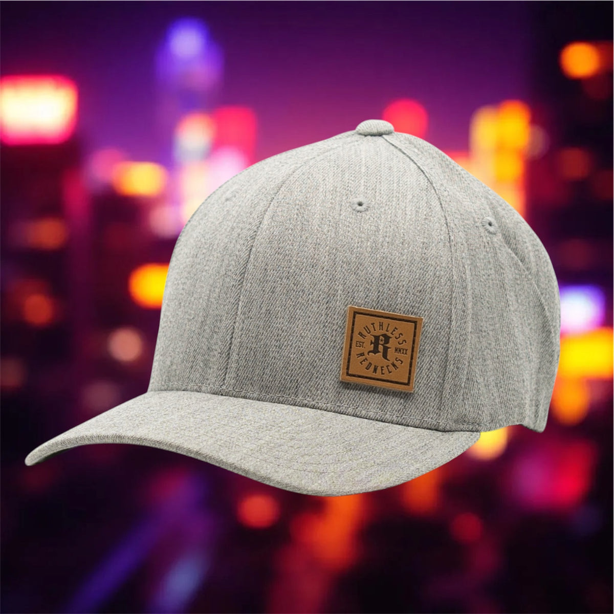 Icon Leather Square Flexfit Grey-Brown Hat
