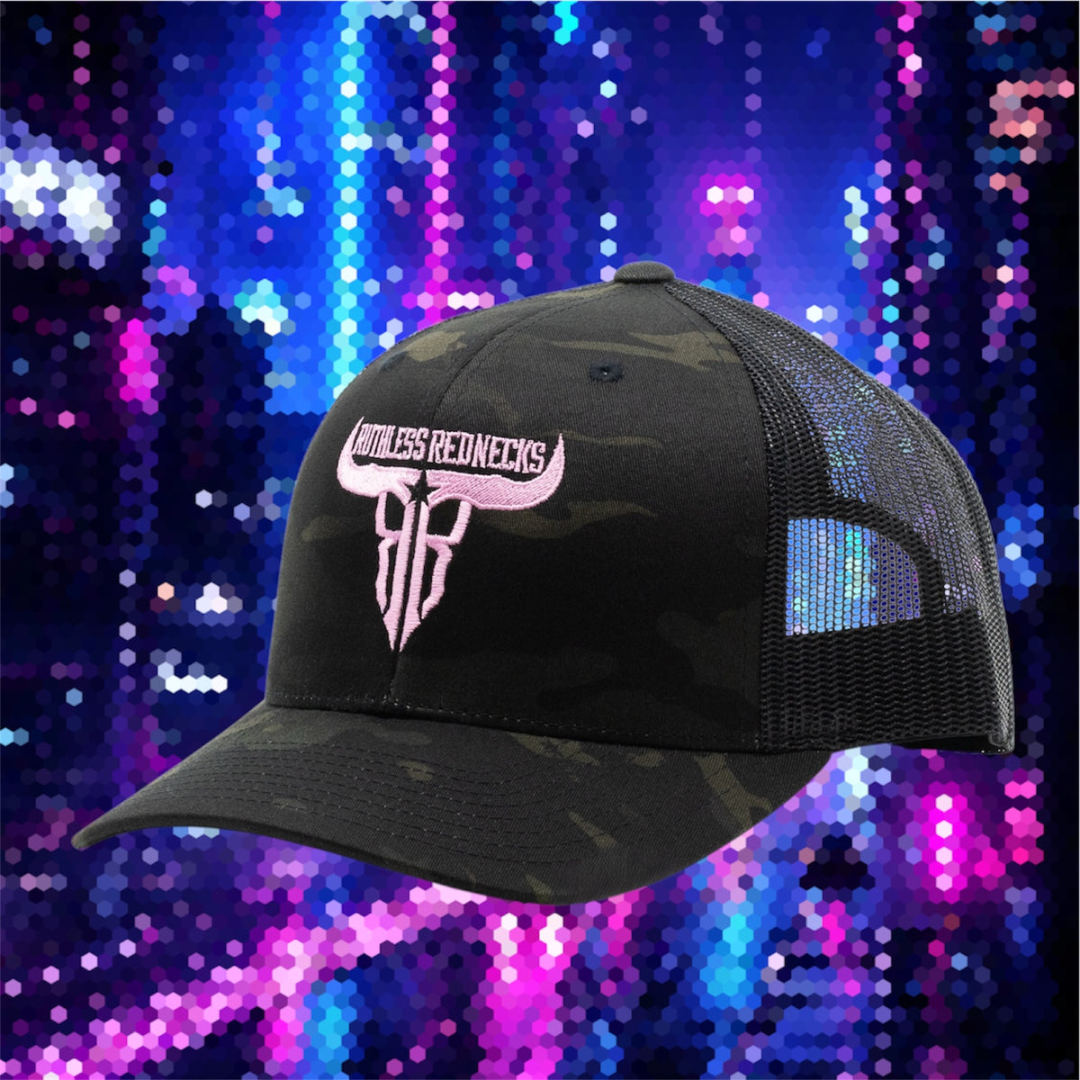 Raw Talent Curved Brim Black Camo-Pink Hat